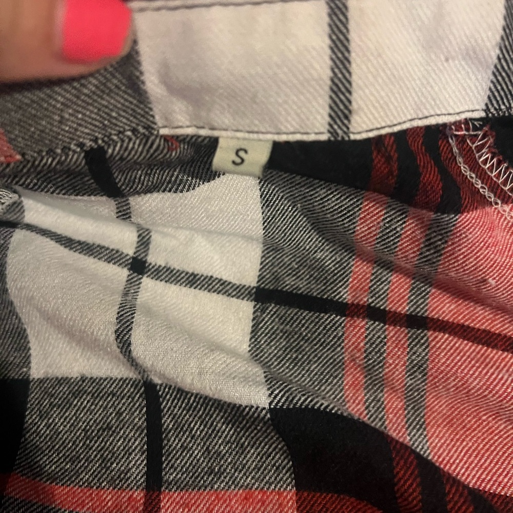 SHEIN Black and Red Plaid Button Down Shirt